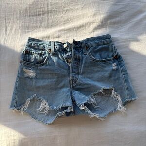 Levi's Light Blue Distressed Jean Shorts